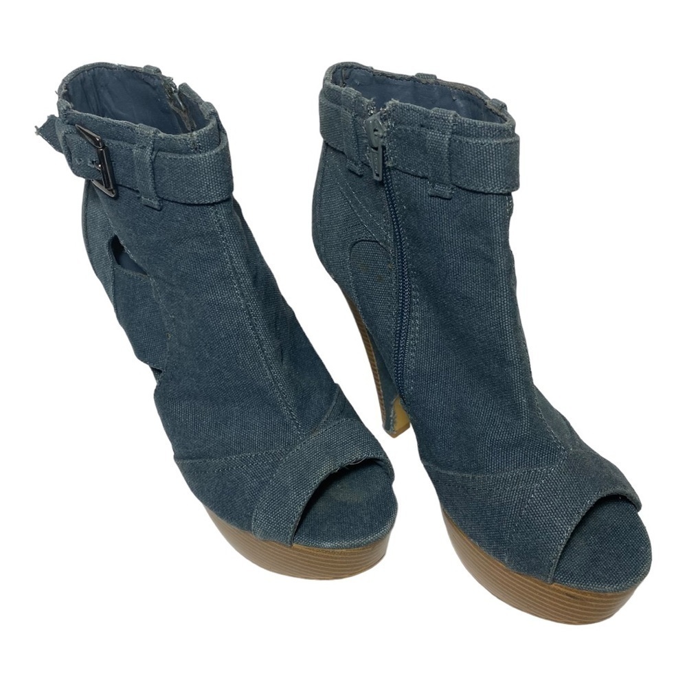 GOMAX Booties; Peep Toe Side Zipper Decorative Buckle
